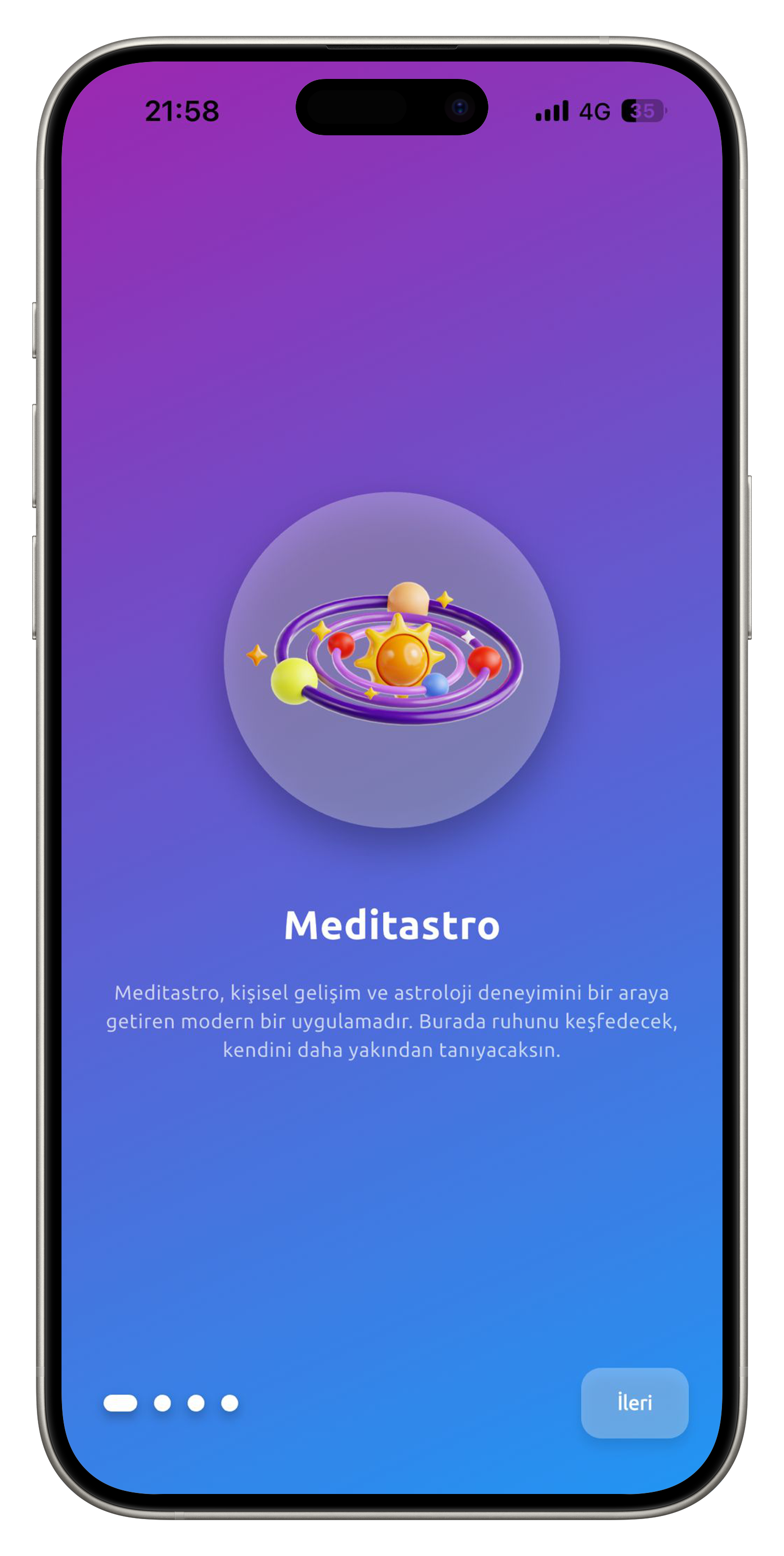 Meditastro uygulama ekranı 1