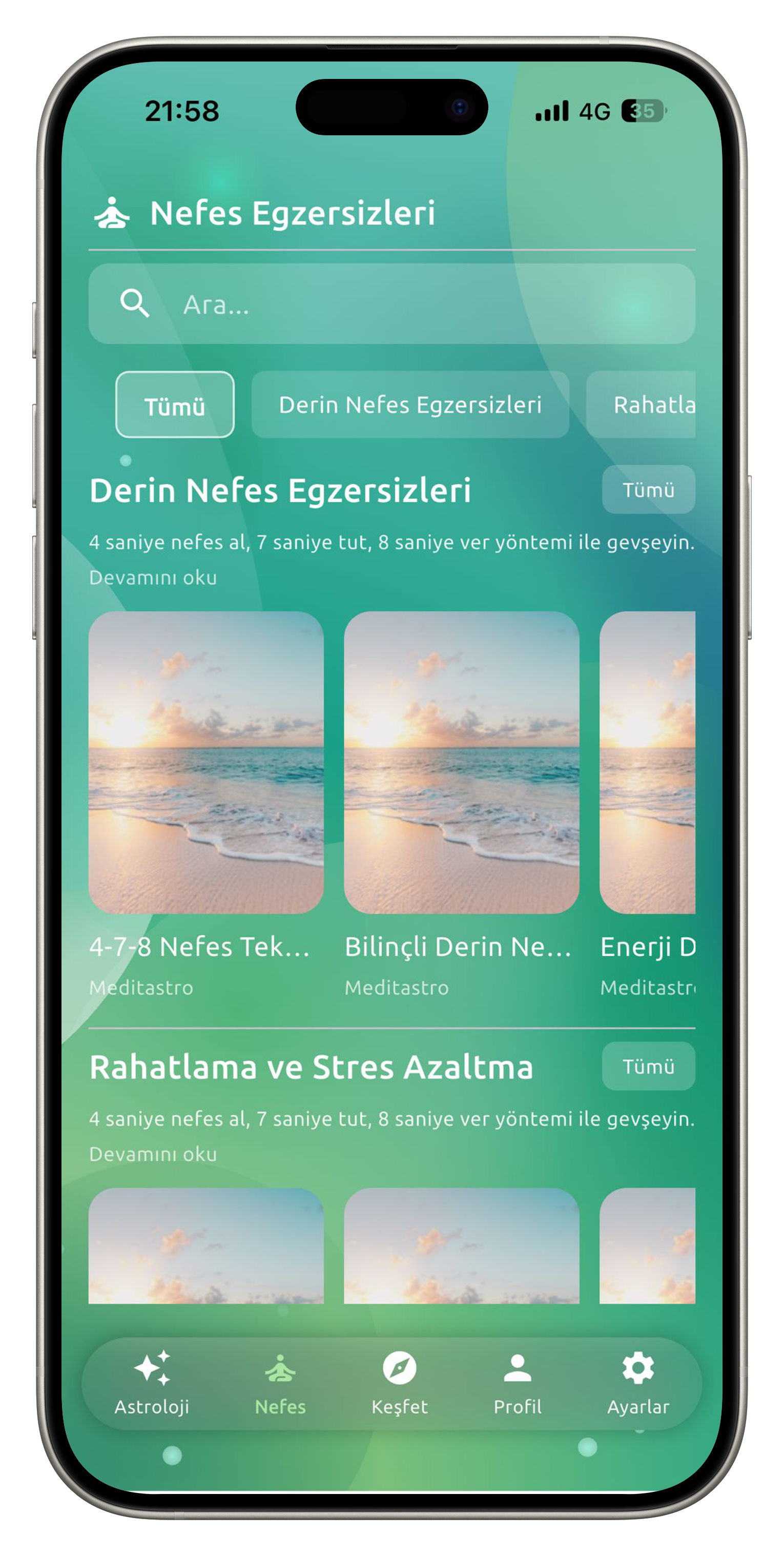 Meditastro uygulama ekranı 5
